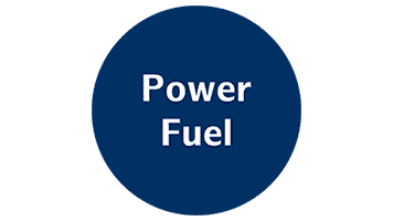 Blau-weiße Grafik Power Fuel